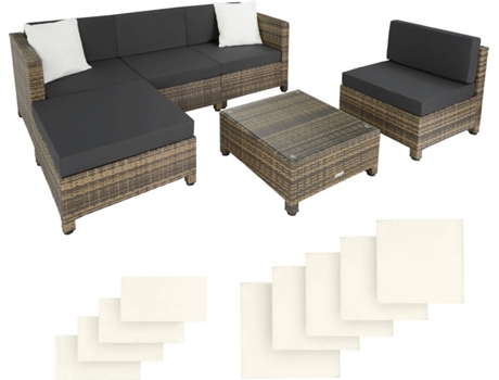 Conjunto de Jardín TECTAKE (Marrón - Poli Ratán - 64x72x64 cm)