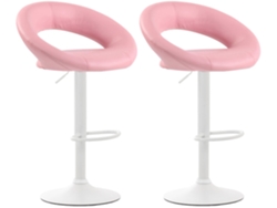 Juego de 2 taburetes de bar sintéticos rosas, diseño moderno, base de metal blanco mate Tdb10549 Dcoshop26