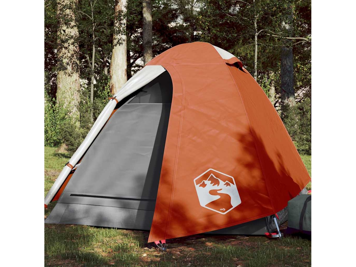 Tienda de campaña tipo domo para 2 personas, impermeable, naranja.