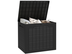 Caja De Almacenamiento Para Exteriores, Polipropileno Impermeable, Asas, Candado, 56x41x50 Cm, Color Negro.