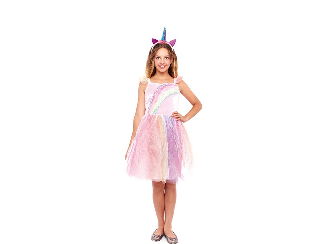 Disfraz de Niña PARTILANDIA unicornio arco iris rosa (Tam.: 3-4 anos)