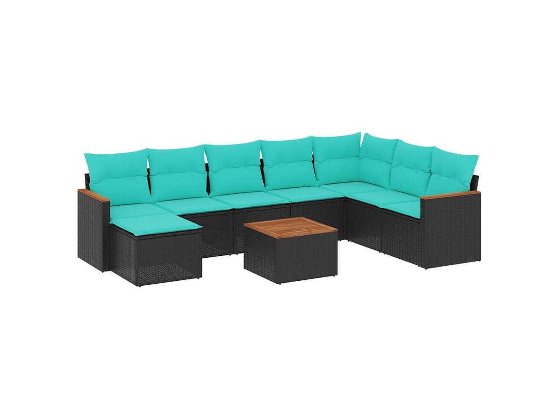 Maison Exclusive - Conjunto De Sofá De Jardín De 9 Piezas Con Cojines, De Poliratán Negro