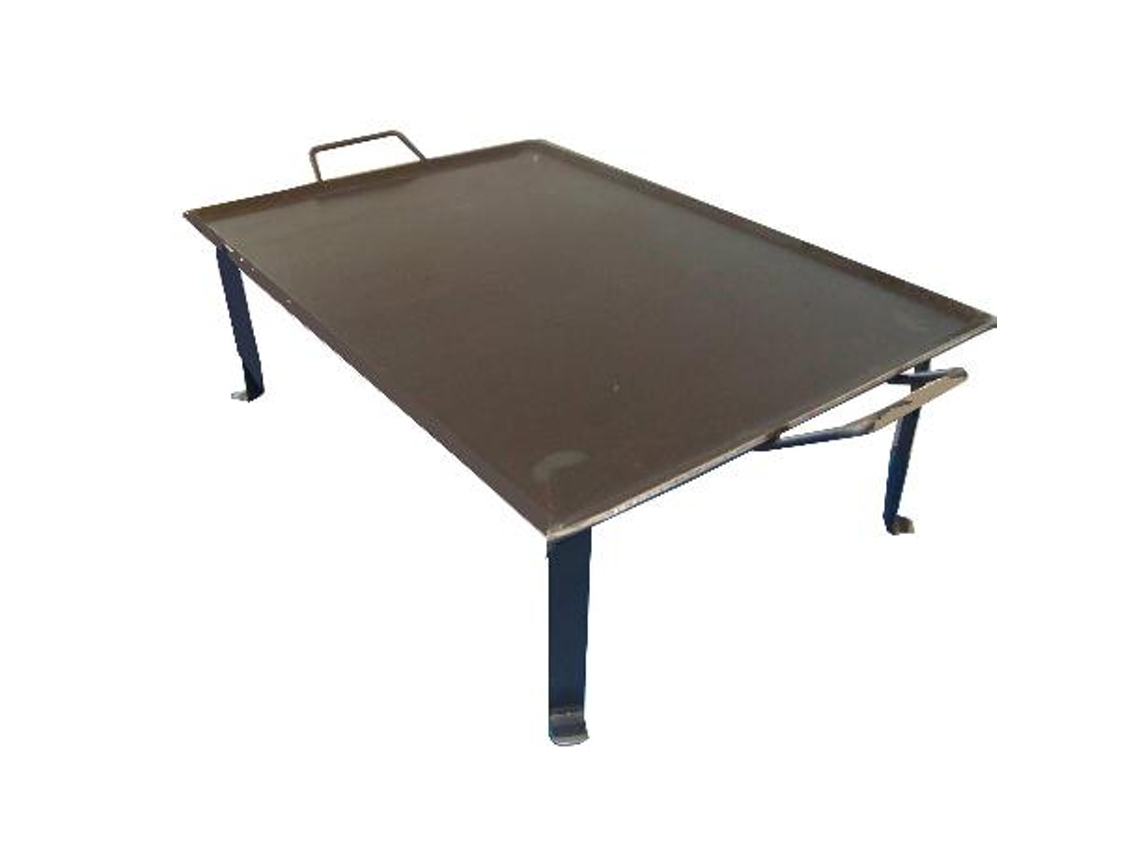 Plancha asar acero 4 mm+2 asas metal+patas sin vertegrasas 50x33