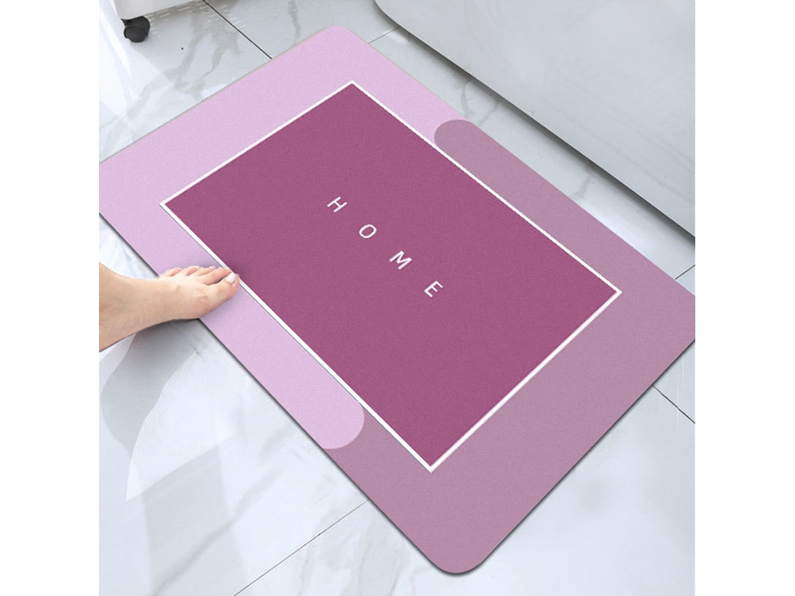 Alfombra de Baño LUUCOZK Antideslizantes Absorbentes Decoración Baño Secado Rápidogoma Cuadrada Rosa (60x90cm)