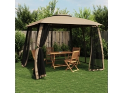 Gazebo con techo doble y paredes de malla, acero gris parduzco Wsd700178, casa encantadora