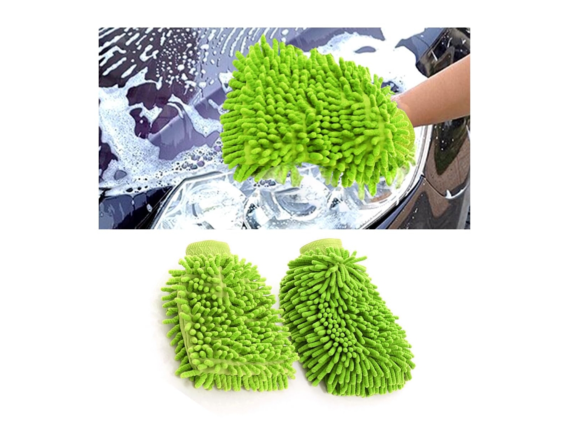 2 Luvas De Microfibra Verdes Para Limpeza Automotiva, Suaves E Sem Riscos.