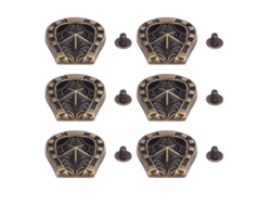 6 Conjuntos de Rebites em Forma de Ferradura de Bronze Decorativo Parafuso Cruzado para Couro 25x27mm