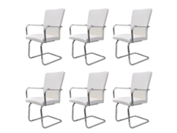 Maison Exclusive - Sillas De Comedor Voladizas 6 Unidades De Tela Blanca