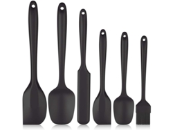 2026-39836-set De 6 Espátulas De Silicona Cocina, Resistente Al Calor Inoxidable Para Cocinar Hornear Mezclar Negro