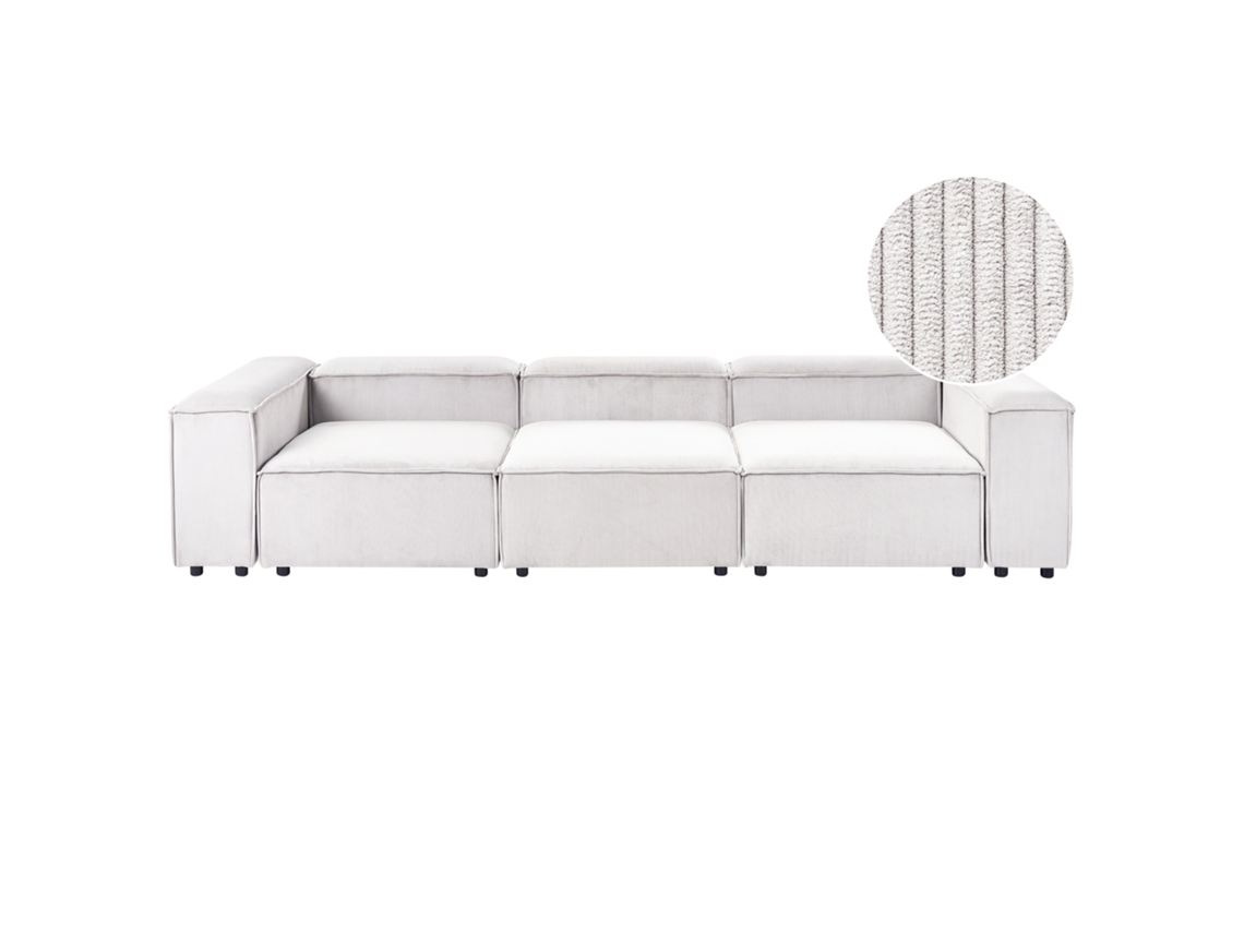 Sofá modular de 3 plazas Beliani Ardal De Bombazine blanco 328x120x68