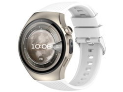 Bracelete Para Huawei Watch 5 (46mm) - Silicone Cor Sólida - Vertical - Fivela De Aço Prate Branca
