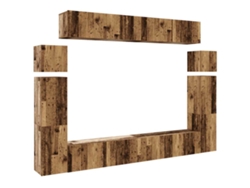 Maison Exclusive - Conjunto De Mueble De Tv 8 Piezas Montado La Pared Madera Vieja