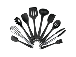 10 piezas de utensilios de cocina de silicona antiadherentes/Negro Gertiz