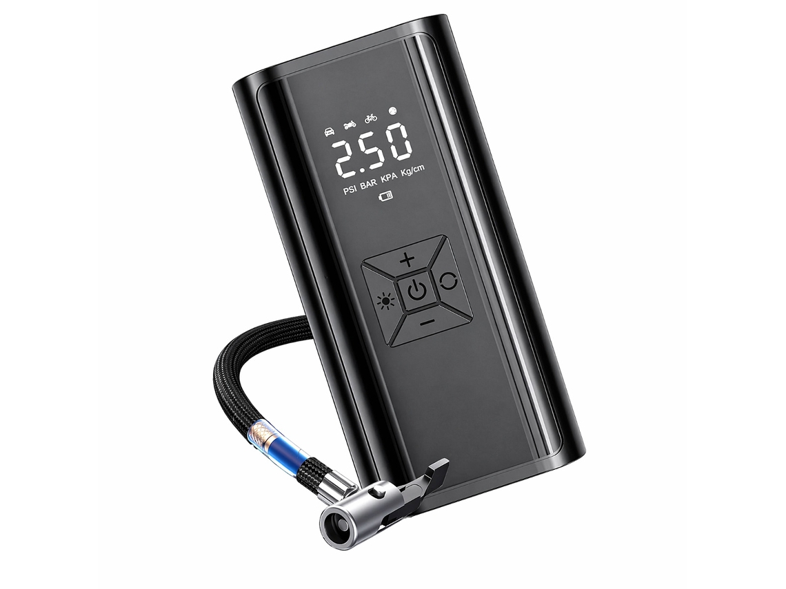 Compresor De Aire Portátil Inalámbrico Klack 6000 Mah 10,3 Bar Con Pantalla Digital Y Luz Led