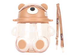 Botella De Agua Kawaii Bear De 700 Ml Con Pajita Y Correa Ajustable Para Niñas.