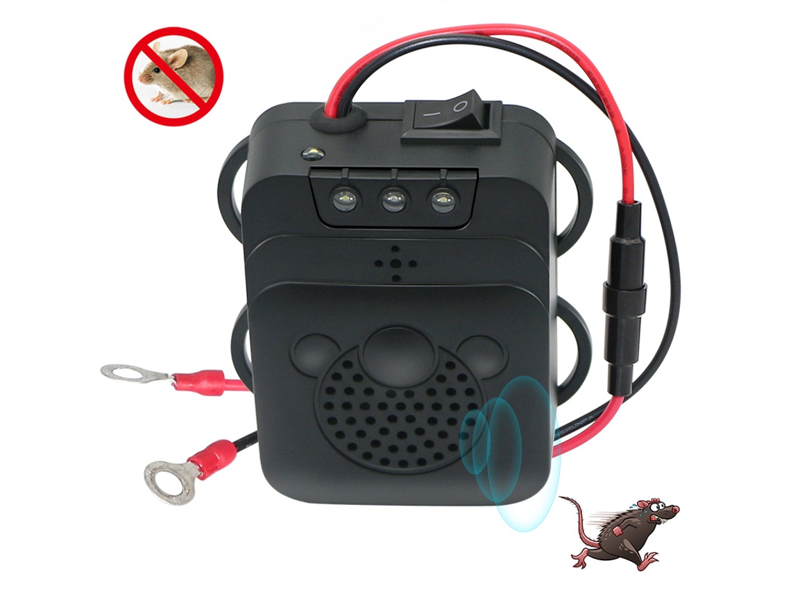 Repelente de ratones debajo del capó, repelente ultrasónico de plagas de coche de 12 V para motor de coche SIURN