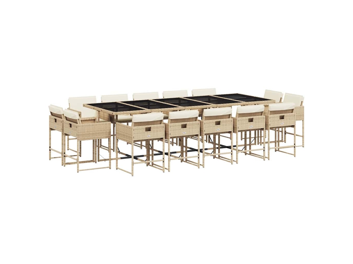 Maison Exclusive - Set Comedor De Jardín Con Cojines 15 Pzas Ratán Sintético Beige