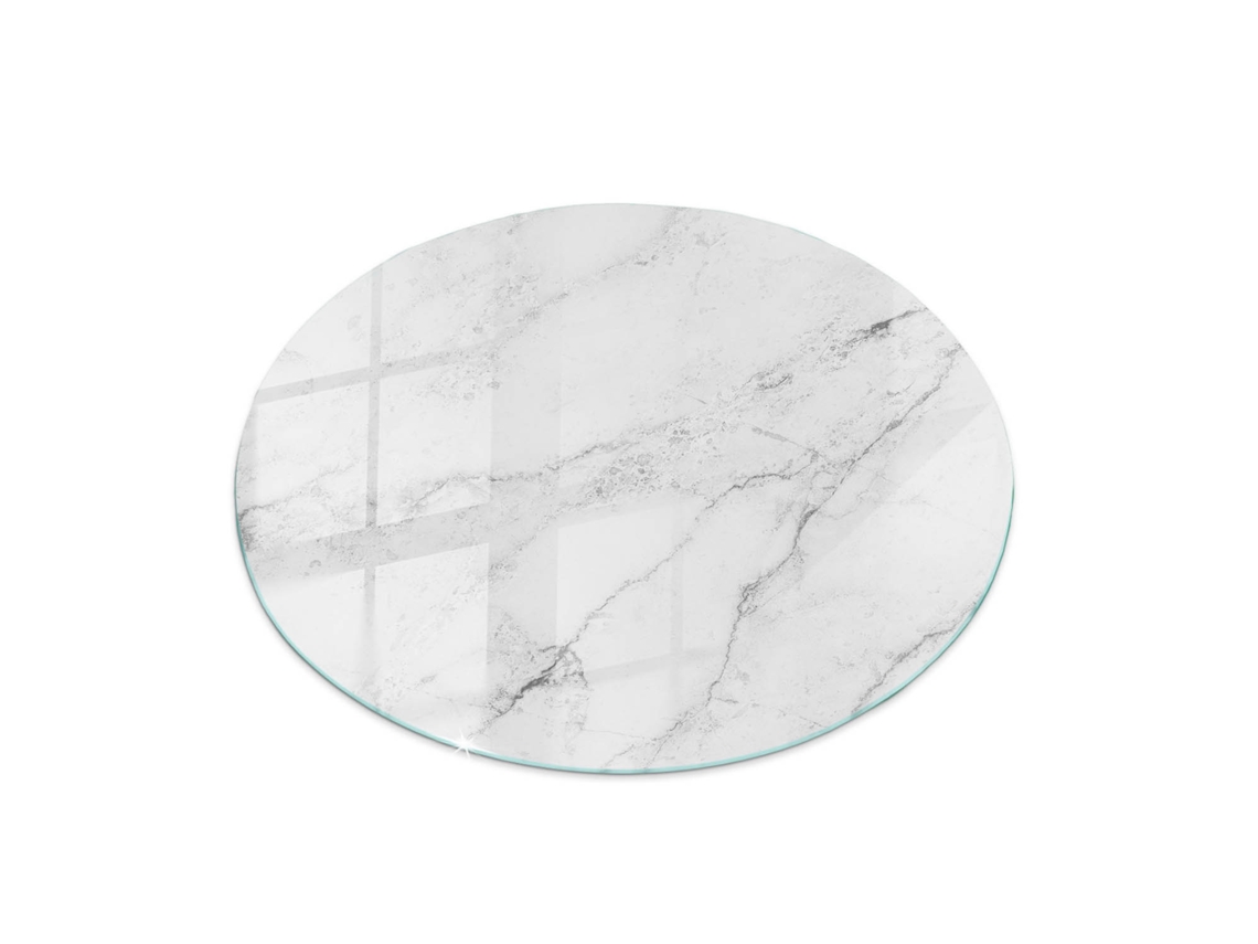 Espejo redondo de cristal para mesa (70 cm - Superficie de mármol - Blanco)