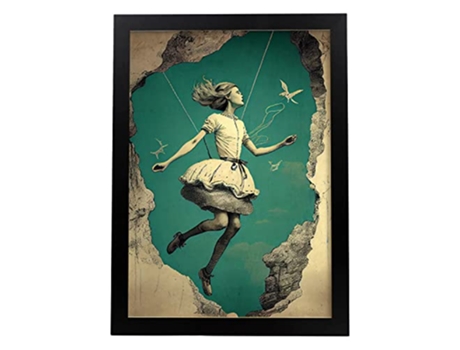 NACNIC Poster Volar Libre En Estilo Surrealismo Cinematográfico Ilustraciones Y Grabados De Historieta Abstracta Y Artística A4 Marcos Negros