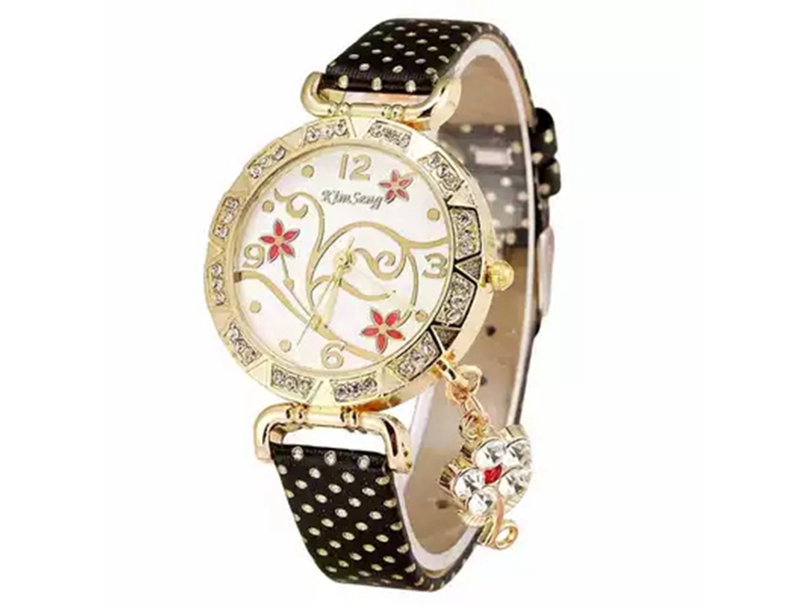 Reloj de pulsera de cuarzo dorado para hombre/mujer con brazalete de malla de acero.