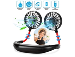 Mini ventilador de cuello USB portátil para aire acondicionado 3 velocidades ajustable Rotación de 360 ° Ventilador deportivo de doble cabezal con LED