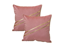Funda De Almohada De Terciopelo Con Rayas De Cuero Dorado, 45,7 X 45,7 Cm
