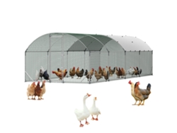 Gallinero metálico de 2,7 x 7,6 x 2 m para aves de corral con techo abovedado Vevor