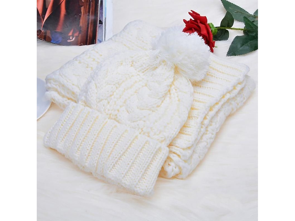 2026-conjunto Gorro De Punto Con Pompon Y Bufanda Larga Para Mujer, Gorro Elástico Grueso