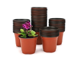 Maceta de plástico rígido con exterior rojo ladrillo e interior oscuro para paisajismo, ligera, reutilizable, 100 piezas, maceta de jardinería con agujeros