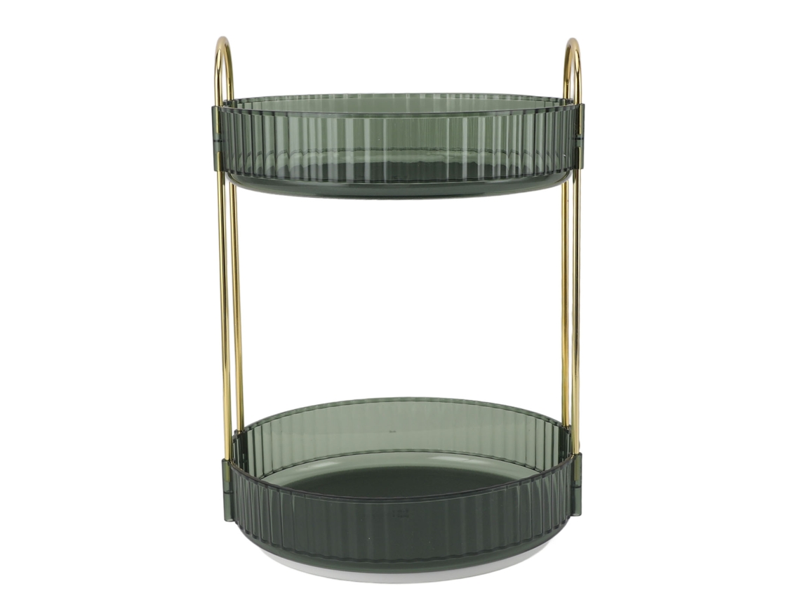 Organizador De Maquillaje Giratorio De 360° De 2 Niveles Para Encimera De Baño - Verde