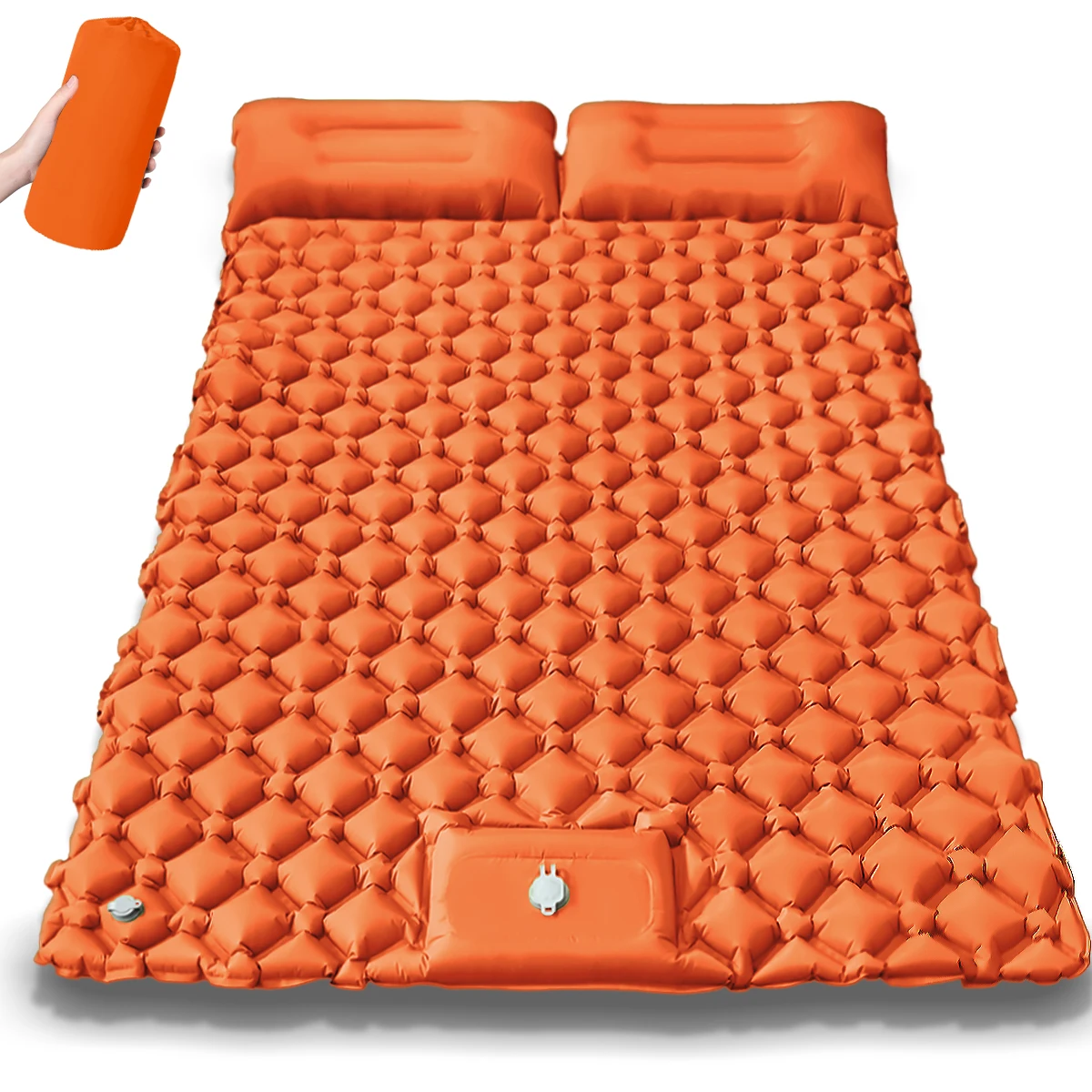 Colchón Hinchable Doble Ultraligero Y Plegable Para Camping Al Aire Libre (naranja).