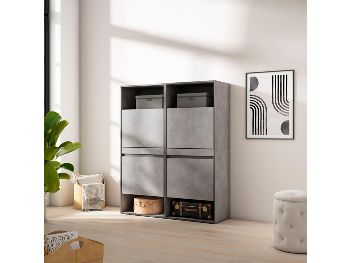 Zapatero, 120x145x35 cm, Dormitorio, habitación, Mueble auxiliar, Cemento SKRAUT HOME