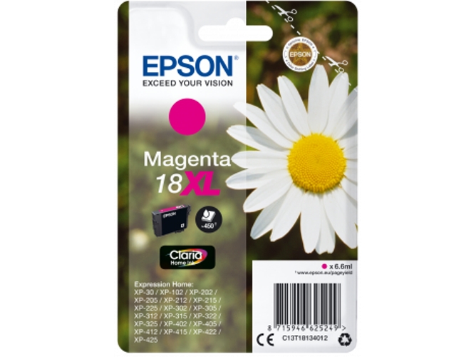 Cartucho de tinta original EPSON, Tinta Claria Home, 18XL, Margarita 6,6 ml , Magenta, C13T18134012, T1813