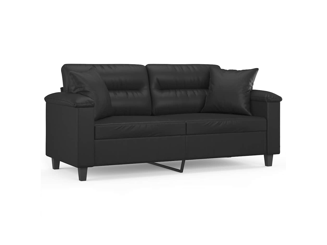 Maison Exclusive - Sofá De 2 Plazas Con Cojines Cuero Sintético Negro 140 Cm