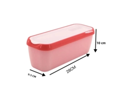 Recipiente rectangular reutilizable para helados con tapa MDUG (rosa)