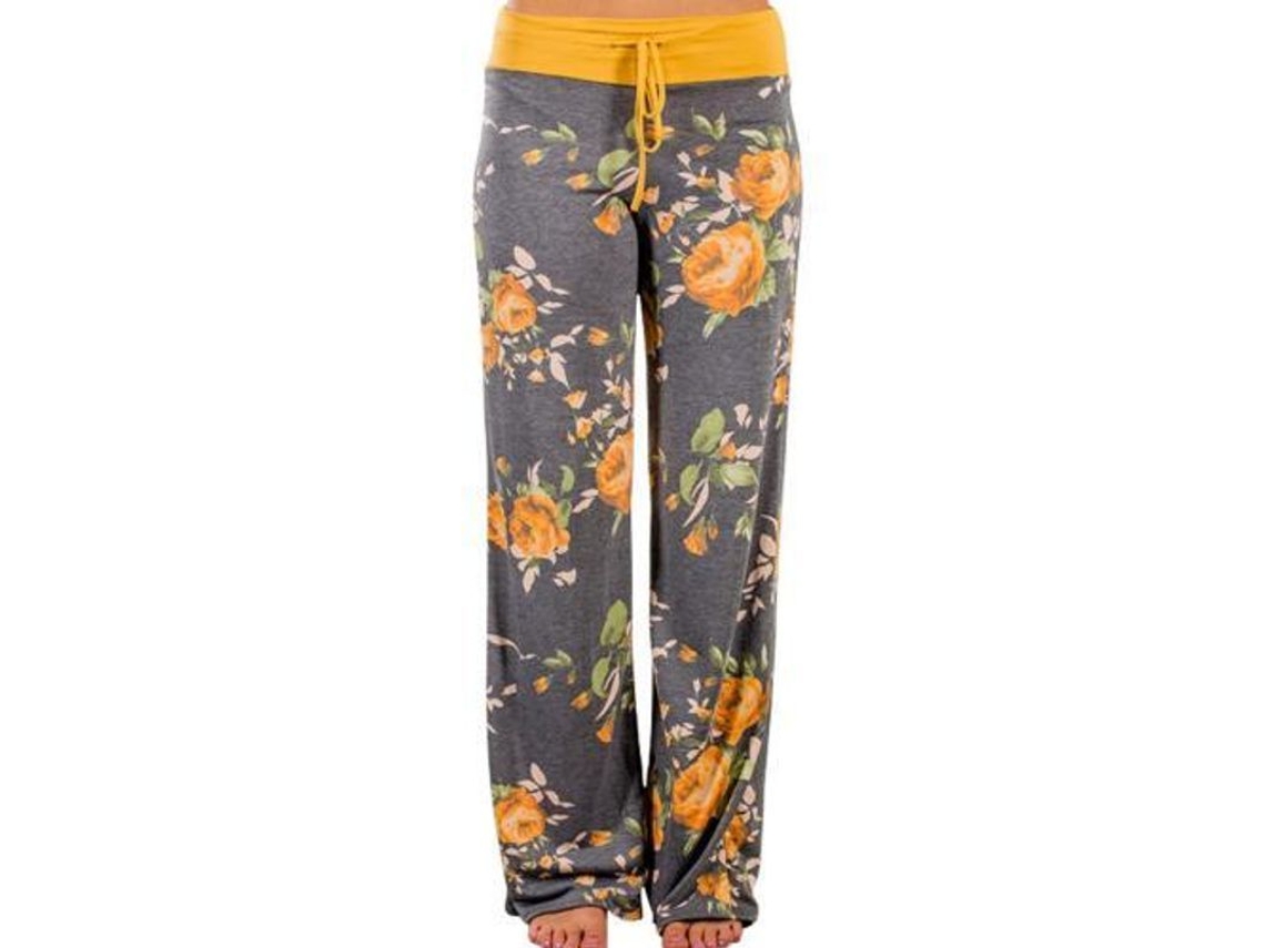 Pantalones Palazzo De Pierna Ancha Para Mujer, Cómodos, Con Estampado Floral Y Cordón Ajustable.