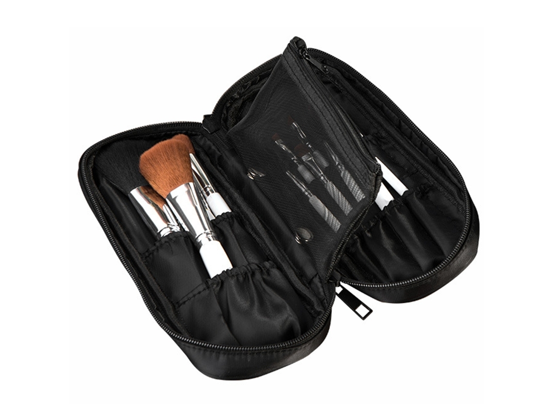 Estuche para pinzas de maquillaje, multifuncional, esencial para viajar, negro, con 12 agujeros*.
