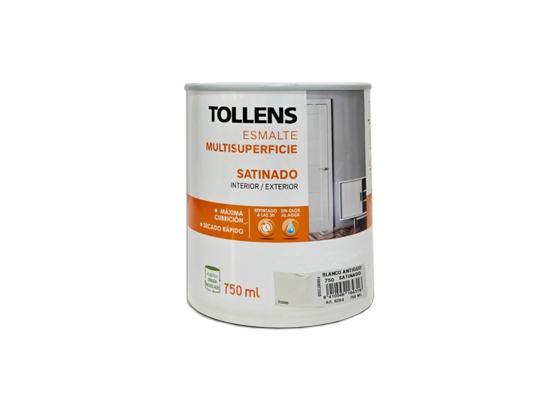 Esmalte multiusos al agua blanco antiguo satinado Tollens 750 ml