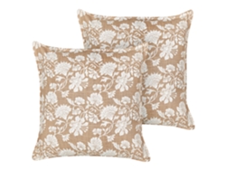 Juego de cojines decorativos con flecos BELIANI Notelea de Algodón Beige 45x45x15