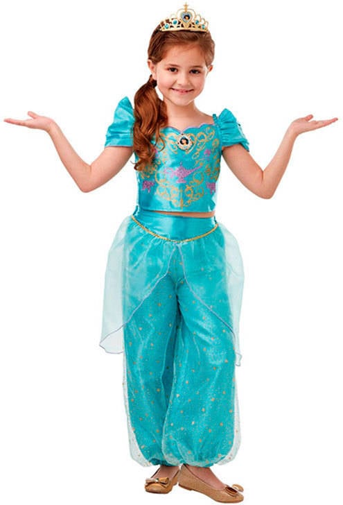 Rubies Disfraz Oficial de princesa disney jasmine aladdin con purpurina y brillo para niñas shazam classic tam 56
