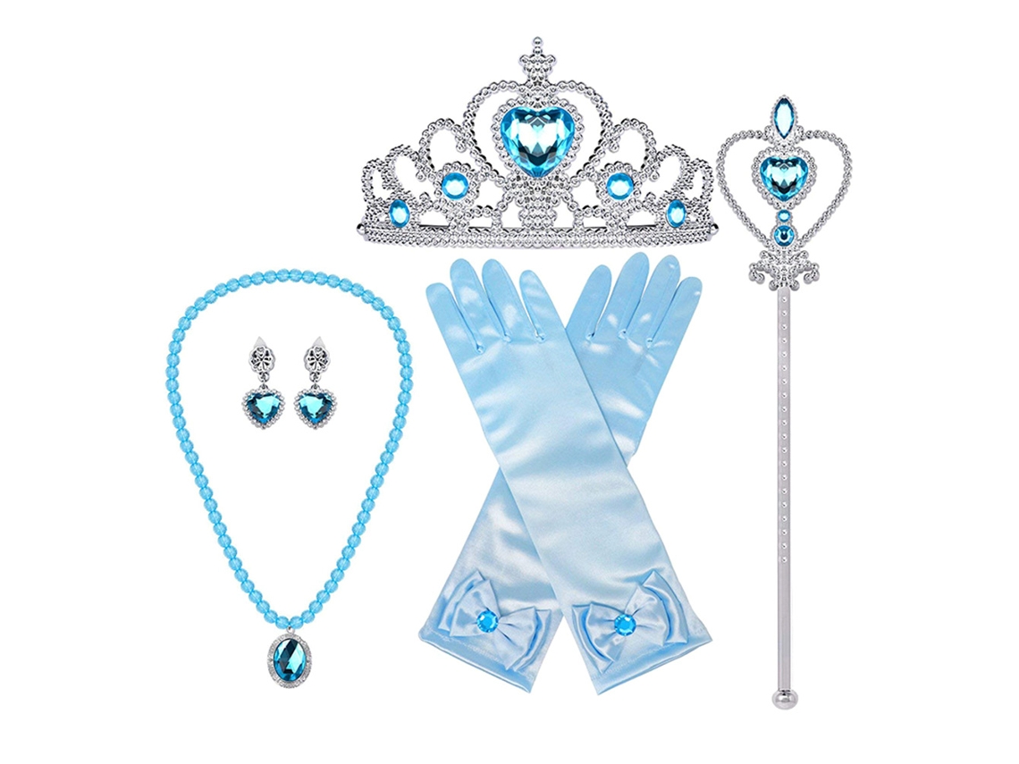 Rebe-conjunto De Accesorios Para Disfraz De Princesa: Corona, Cetro, Collar, Pendientes Y Guantes