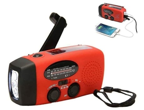 Radio Solar portátil multifunción con manivela al aire libre para emergencias con linterna led con manivela