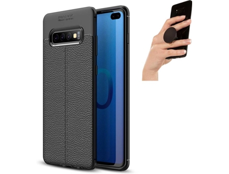 Carcasa y Popsocket Samsung S10 Plus Rugged Leather Negro