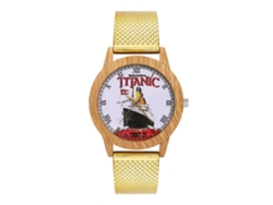 Reloj De Pulsera Analógico De Cuarzo Unisex Con Elegante Correa De Malla Dorada.