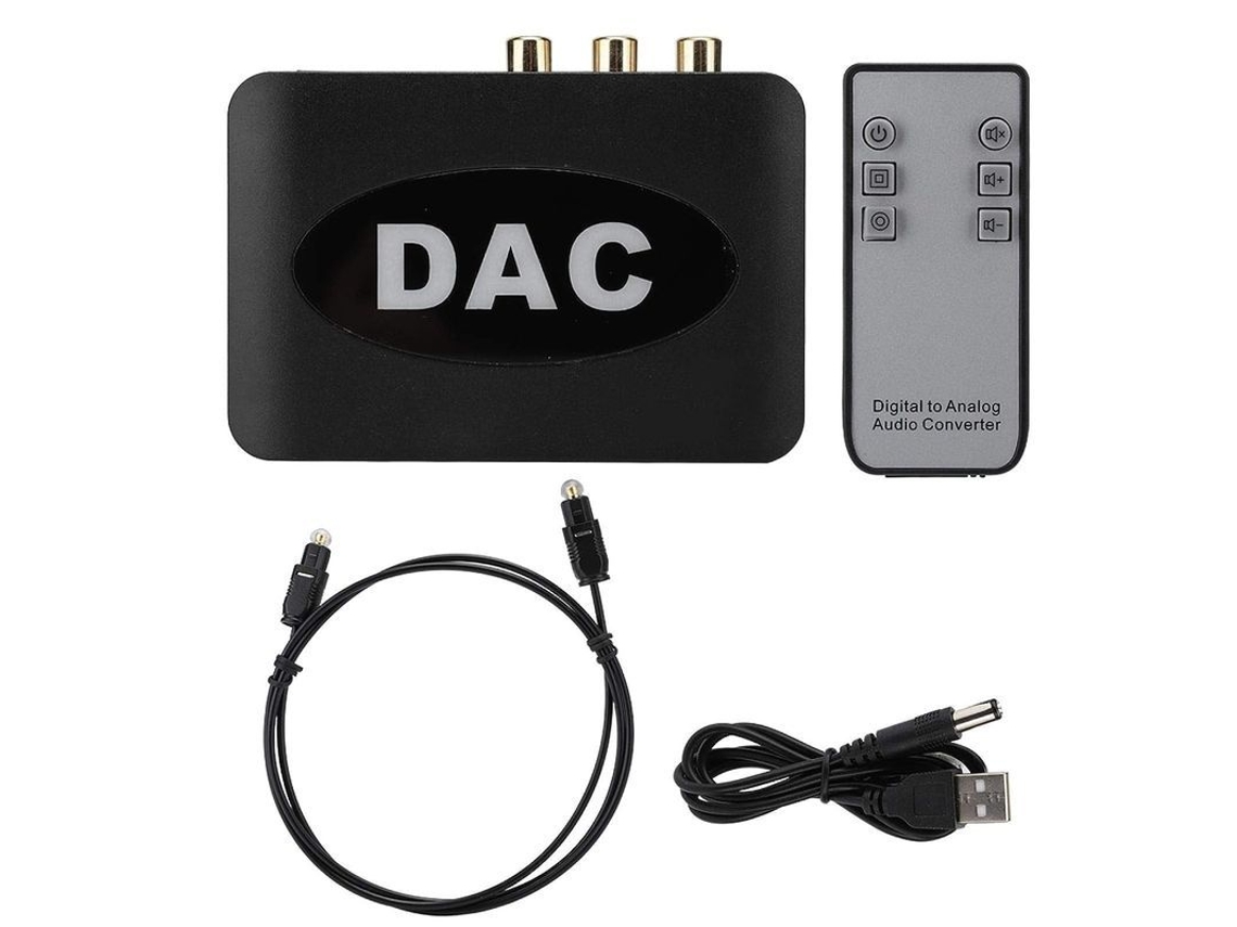 Convertidor de audio digital a analógico con entrada coaxial/Toslink, salida RCA/3,5 mm y control remoto | Sin marca