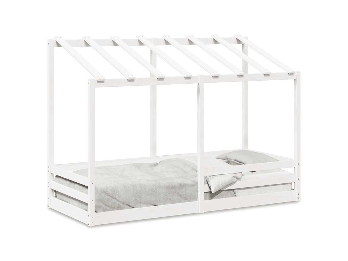 Maison Exclusive - Cama Infantil Con Techo Madera Maciza Pino Blanco 75x190 Cm