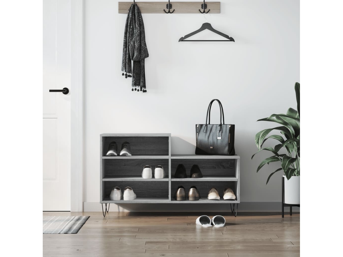 Mueble Zapatero | Zapatero Madera Contrachapada Gris Sonoma 102x36x60 Cm