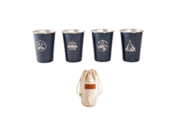 Juego De 4 Tazas De Acero Inoxidable Para Camping, Picnics Al Aire Libre Y Bebidas, 350 Ml, Azul Marino.