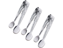 2026da-pinzas Mini Para Servir Linjou 3 Piezas Acero Inoxidable 10.5cm Diseño De Rosa Para Azúcar Hielo Dulces Aperitivos