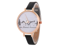Reloj De Pulsera De Cuarzo De Cuero Para Mujer, Moderno Y Práctico Para Uso Diario (negro)